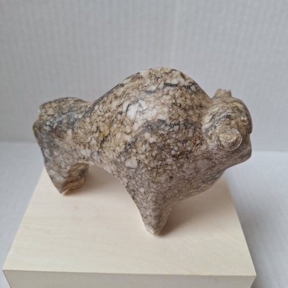 USSR Polished Marble Stone Buffalo Sculpture Modernist Russia 4x6" - Picture 3 of 6